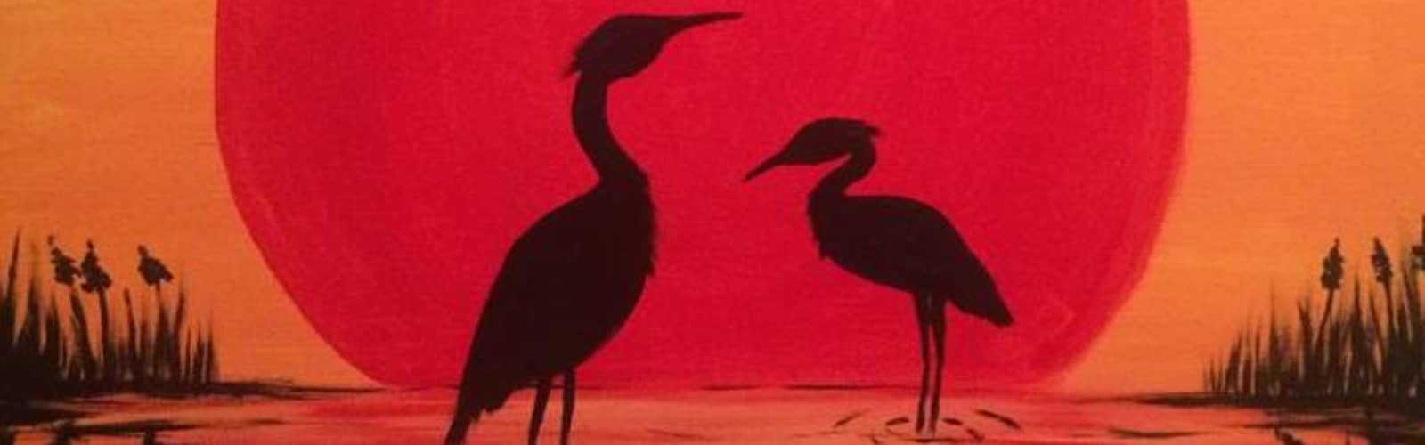 Paint and Sip: Blue Herons and the Red Sun