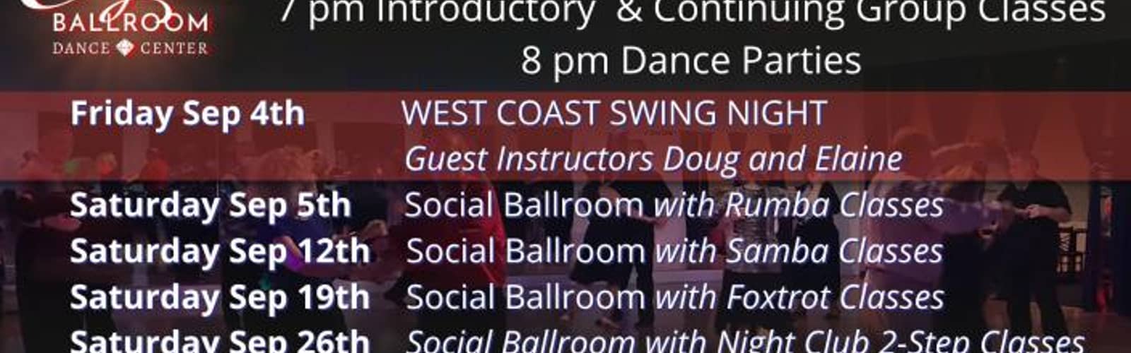 September Ballroom Dance Parties and Classes