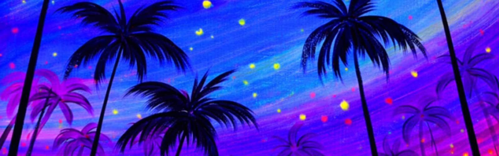 🌴🌅 Paint and Sip: Blacklight Tropical Sunset 🌈✨