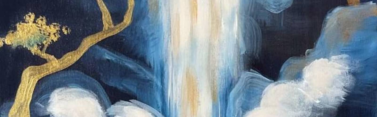 🌊🏔️ Paint and Sip: Cloud Dancer Falls 💙🎨