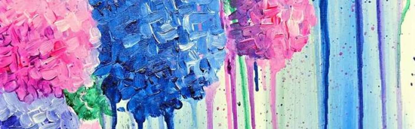 🎨🥤💜 Paint and Sip: Dripping Hydrangeas 🌸✨