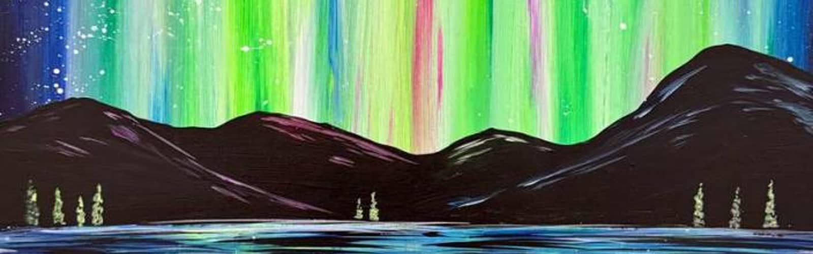 🌌🏔️ Paint and Sip: Northern Lights Lake View 🏔️🌌