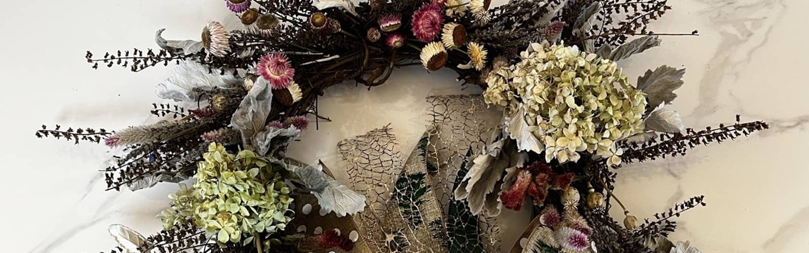 Locally Grown Dried Flower Winter Wreath Workshop