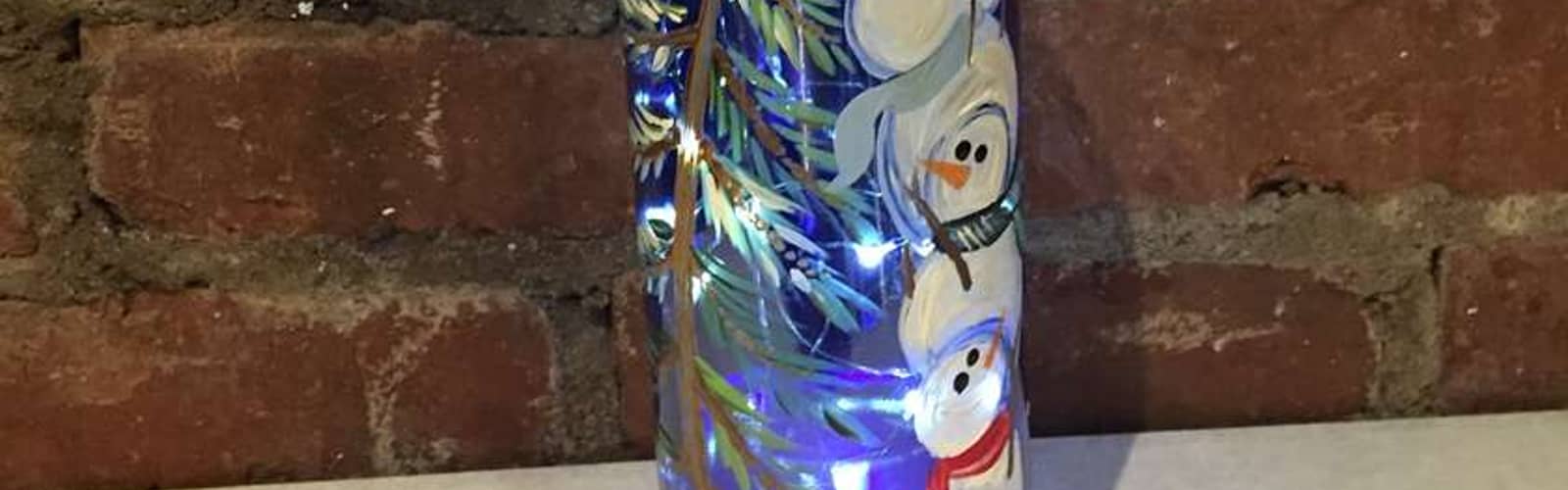 Paint and Sip: Stacking Snowmen Wine Bottle with Lights