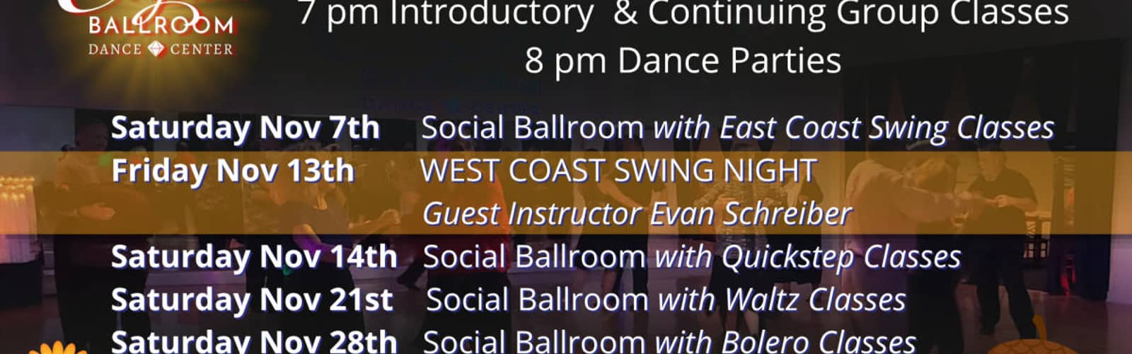 November Party PLUS+ Pass Ballroom Dance Classes and Parties