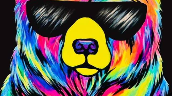 Paint and Sip: Black Light Bear