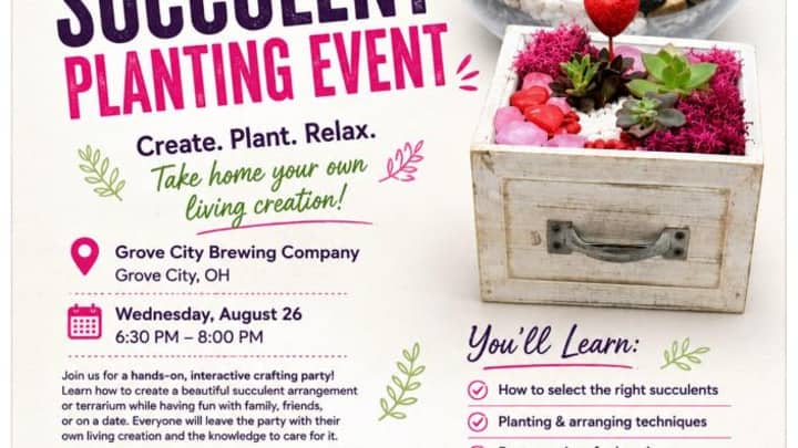 Summer Succulent Planting Event at Grove City Brewing Company