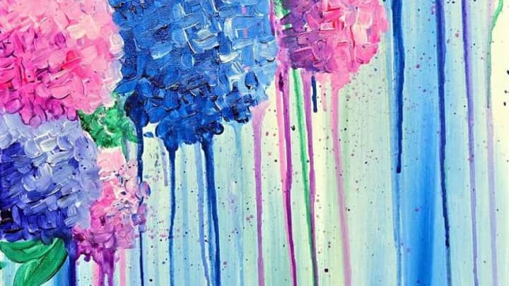 🎨🥤💜 Paint and Sip: Dripping Hydrangeas 🌸✨