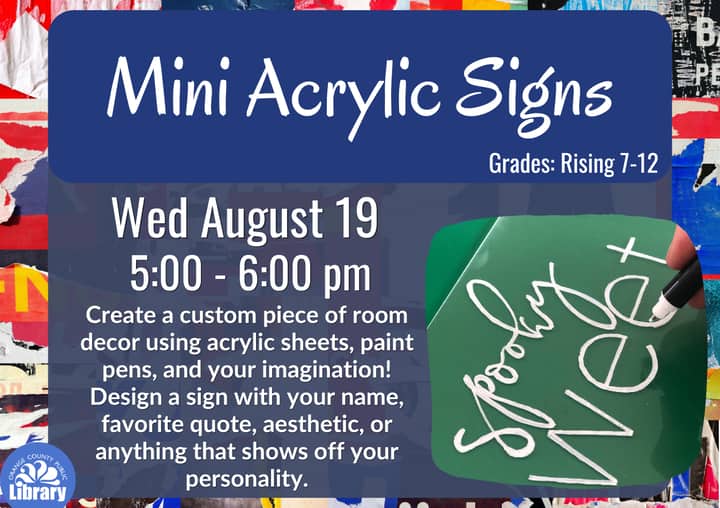 Mini Acrylic Signs, Grades Rising 7th-12th