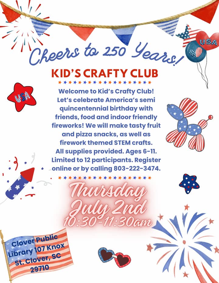 Kid's Crafty Club: Cheers to 250 years!