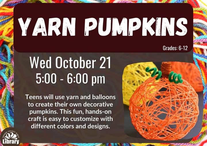 Yarn Pumpkins, Grades 6-12