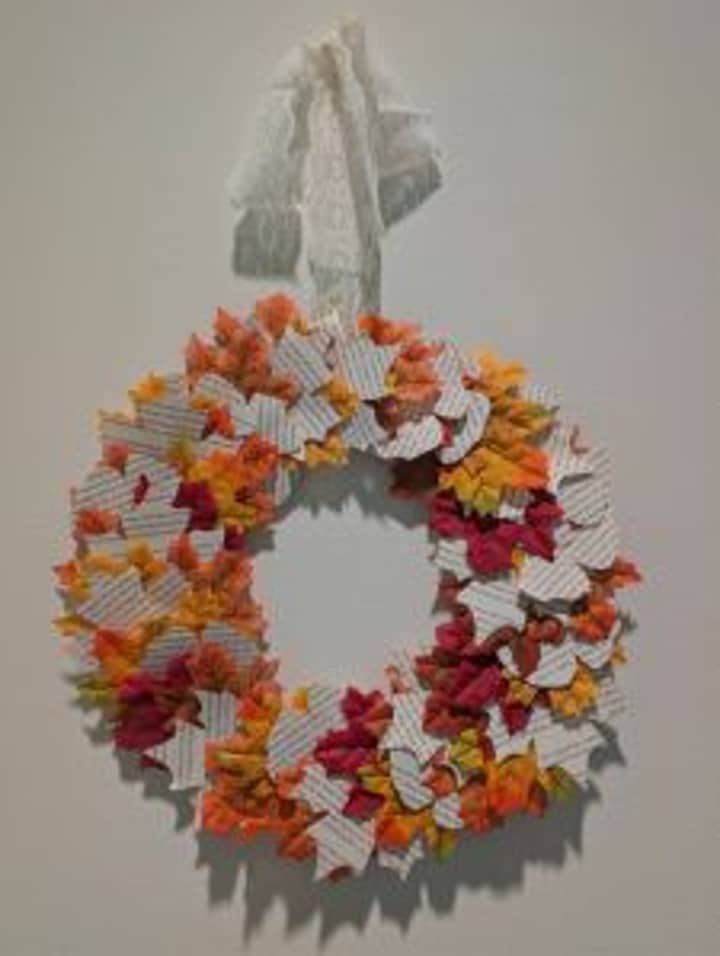 DIY Autumn Book Page Leaf Wreath
