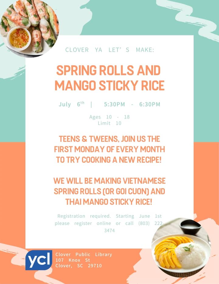 Clover YA Let’s Make: Spring Rolls and Mango Sticky Rice